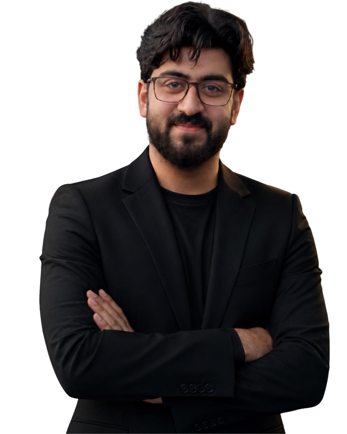 Abdullah — Founder of SoftClose, arms crossed, black suit
